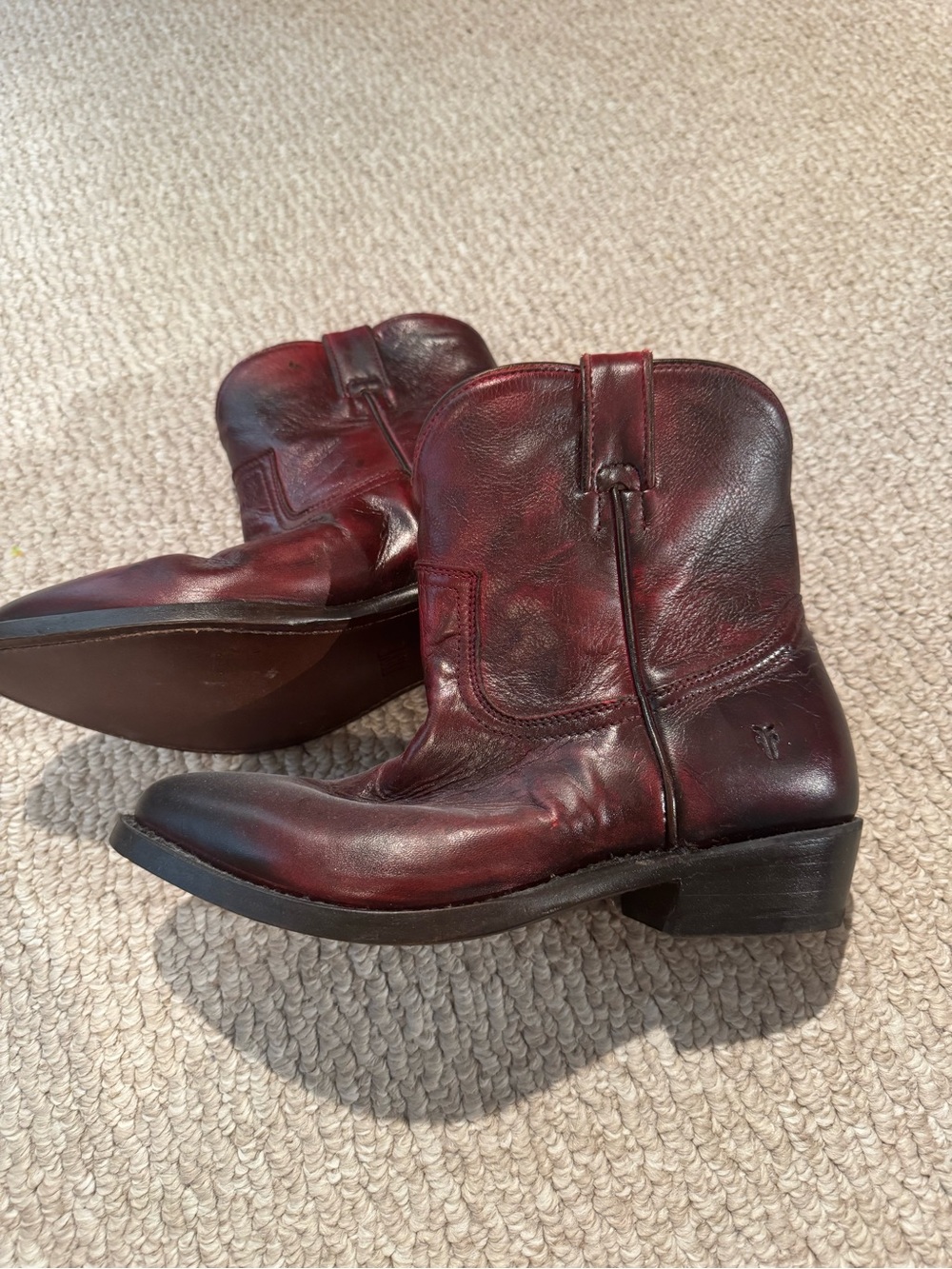 Frye Women's Burgundy Leather Ankle Boots Size 6.5